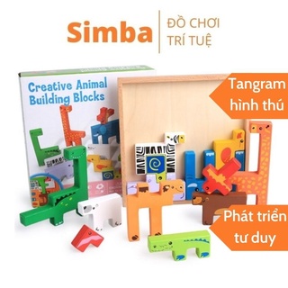 Tangram gỗ ghép hình các loại động vật đồ chơi Simba phát triển trí tuệ cho bé
