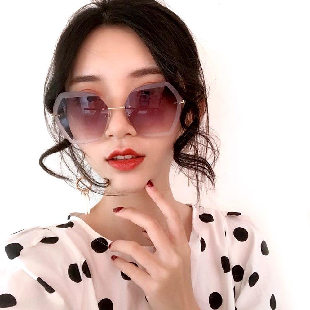 Kính Mát Không Gọng Hình Đa Giác Nhiều Màu Sắc Phong Cách Vintage Dành Cho Nữ