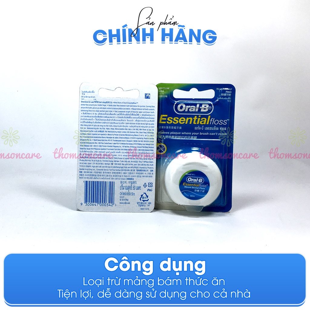 Chỉ nha khoa Oral B - Làm sạch chân răng - Chỉ kẽ răng nhập khẩu từ Ireland bởi tập đoàn P&amp;G