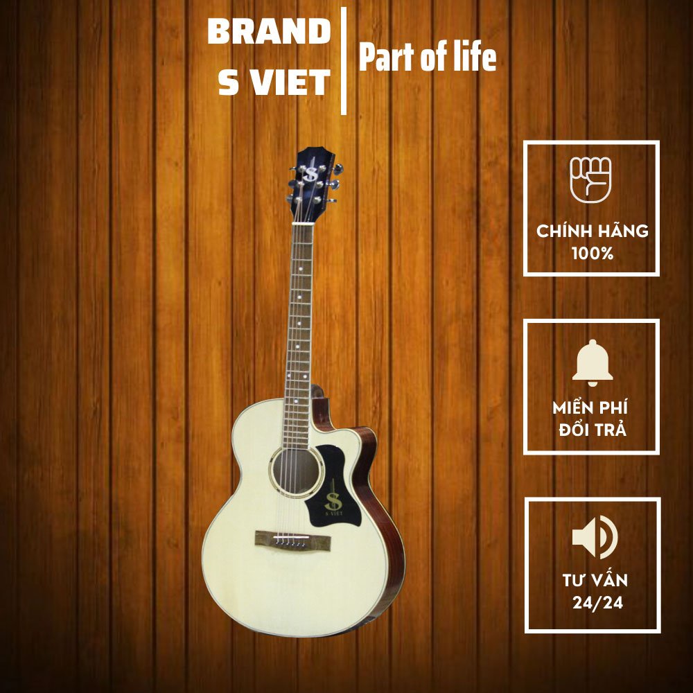 Đàn guitar acoustic gỗ thịt, có ty, có EQ kết nối loa mã CV120Pro, CV135, CV25 và CVAC25 chính hãng S Việt