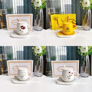 [XẢ KHO] Cốc Hâm Nóng đồ uống kèm đế điện, Bộ ly sứ kèm đế điện hâm nóng trà, cafe, hâm sữa - VS466