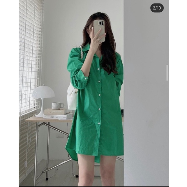 Váy sơ mi thô dáng Hàn, Đầm sơ mi thô dáng Hàn 2022 - Dorita Boutique