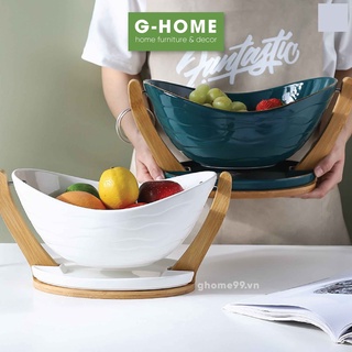 Khay đựng bánh kẹo hoa quả Ghome kèm kệ đỡ cao cấp decor trang trí nhà cửa K1A