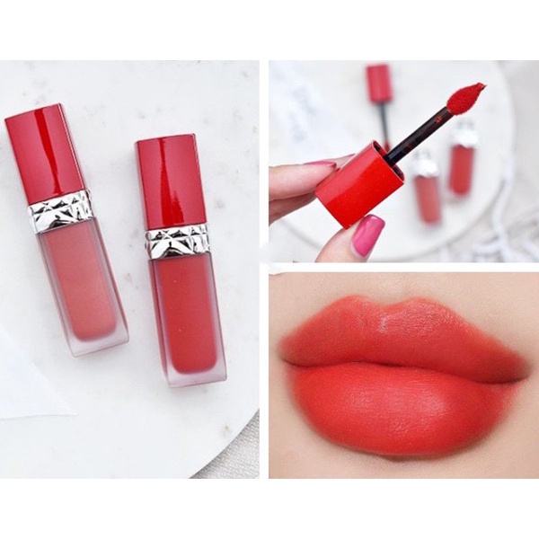 [Mẫu 2022] Son Kem Dior Rouge Dior Ultra Care Liquid Màu 749 D-Light Đỏ Cam Full Box