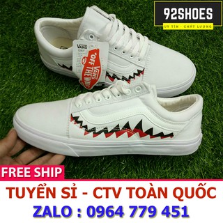 [ Free ship] Giày old skool cá mập trắng ( bản đẹp)