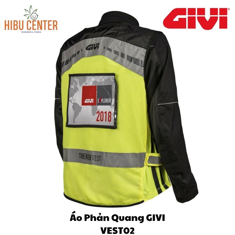 Áo Khoác Phản Quang Bảo Hộ GIVI VEST02 - Vàng Neon | TREKKER VEST VEST02  | Hàng Chính Hãng - Hibucenter