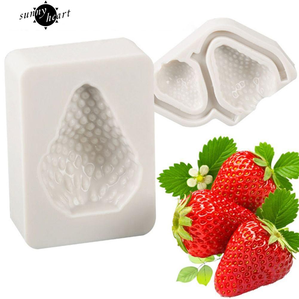 Set 3 Khuôn Silicon Làm Bánh Đa Năng Tiện Dụng Hình Trái Dâu Tây Xinh Xắn