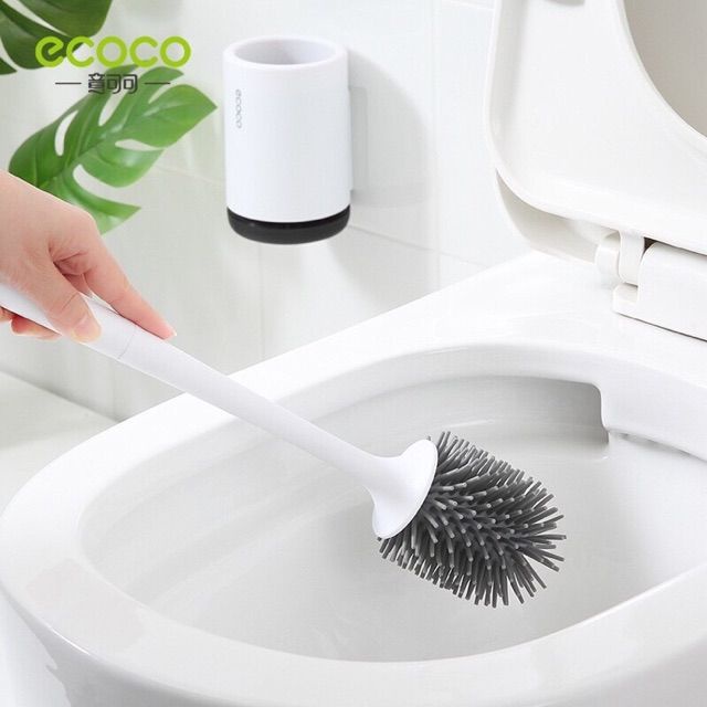 chổi cọ nhà vệ sinh silicon có hộp đựng gọn gàng, chổi cọ bồn cầu ecoco 1803