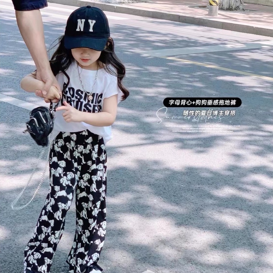 Set Áo Thun Không Tay Và Quần Dài Phong Cách Phương Tây Thời Trang Mùa Hè Cho Bé Gái