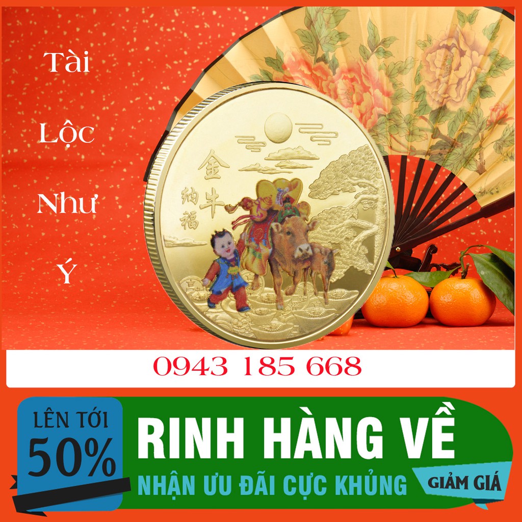 Đồng Tiền May Mắn Hình Con Trâu Tân Sửu 2021 - Vật Phẩm Phong Thủy Mang Lại May Mắn Về Tiền Bạc