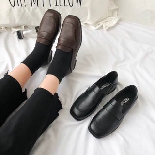 _ORDER_ Loafer mũi vuông da trơn size 35-39 ( có ảnh thật)