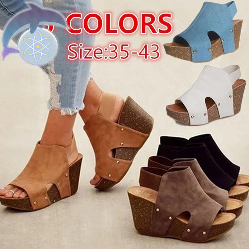 Giày Sandal Đế Xuồng Cao Gót Hở Ngón Dễ Thương Thời Trang Mùa Hè Cho Nữ