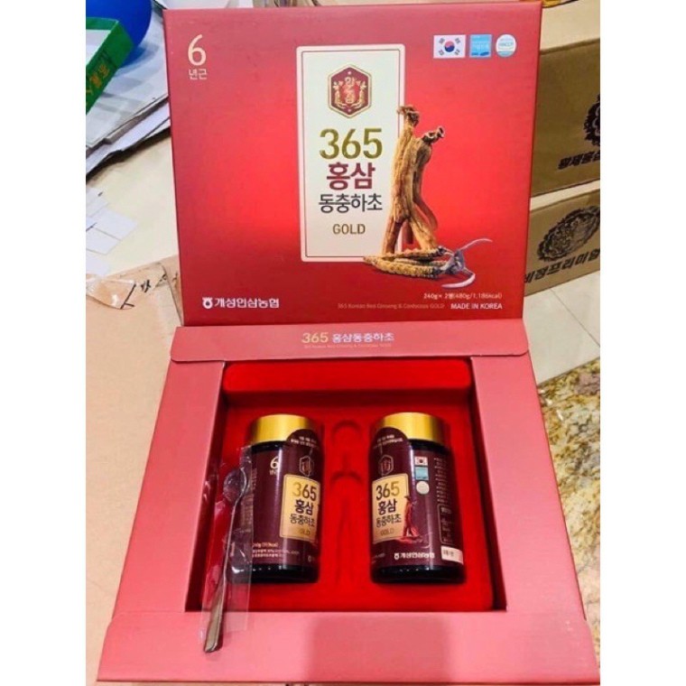 Cao Hồng Sâm Đông Trùng Hạ Thảo 365 HÀN QUỐC, Hộp 2 Lọ x 240gr