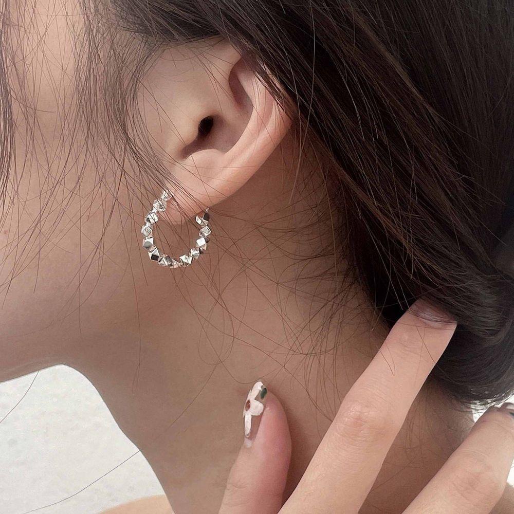 Bông Tai Hình Học Thời Trang Dành Cho Nữ|Khuyên Tai Nam Nữ Hình Khối Lập Phương Đính Hạt