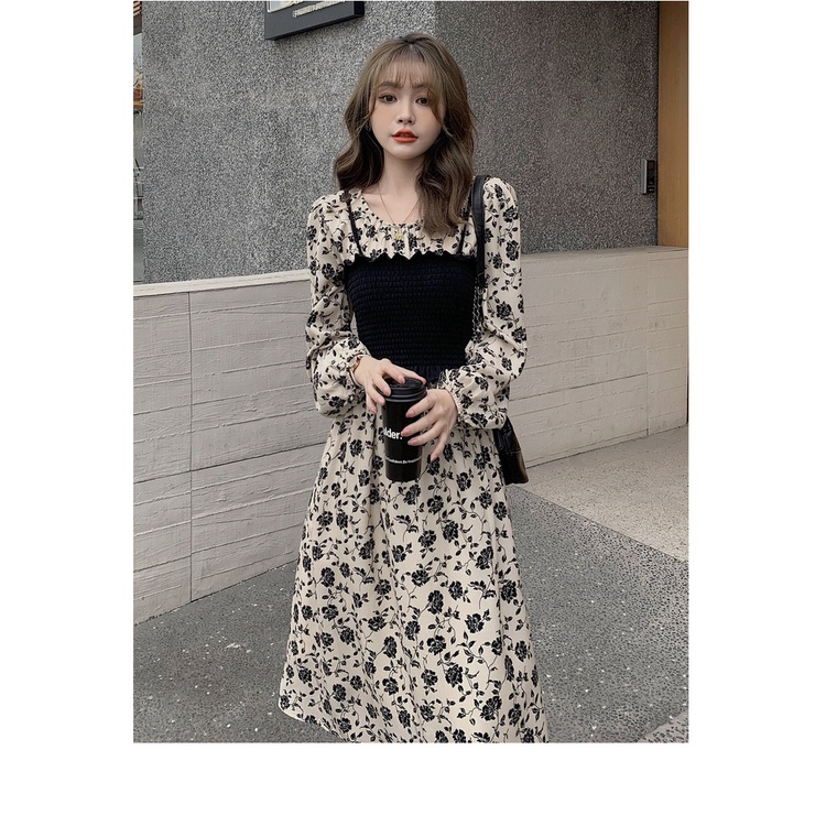 Set Kiểu Pháp Hai Mảnh ⚡️ẢNH THẬT⚡️ Set Hoa Gồm Áo Đen Và Váy Xinh Xắn