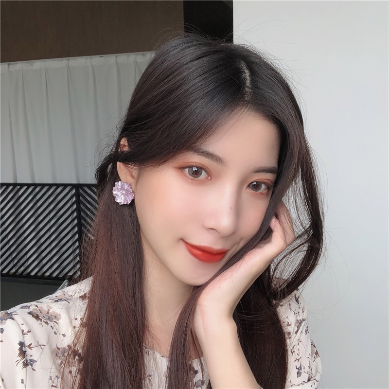 Bông tai hoa tường vi màu tím đặc săc BT194