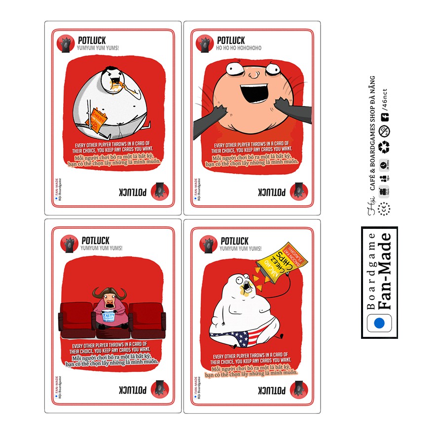 [Tặng thêm 2 lá] Bài Mèo Nổ mở rộng (Mèo Cảm Tử Exploding Kittens expansion) Xerox phiên bản Fan-Made