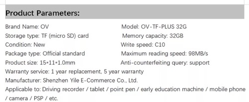 Thẻ nhớ SD OV Plus Memory Card Class 10 - 32GB