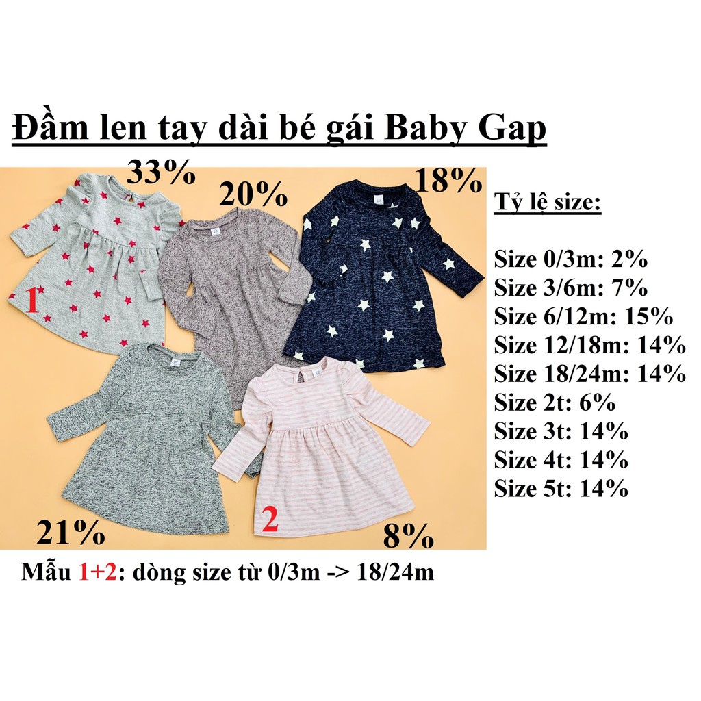 Sỉ ri 20 - Đầm len tay dài bé gái Baby Gap - msp : 16047