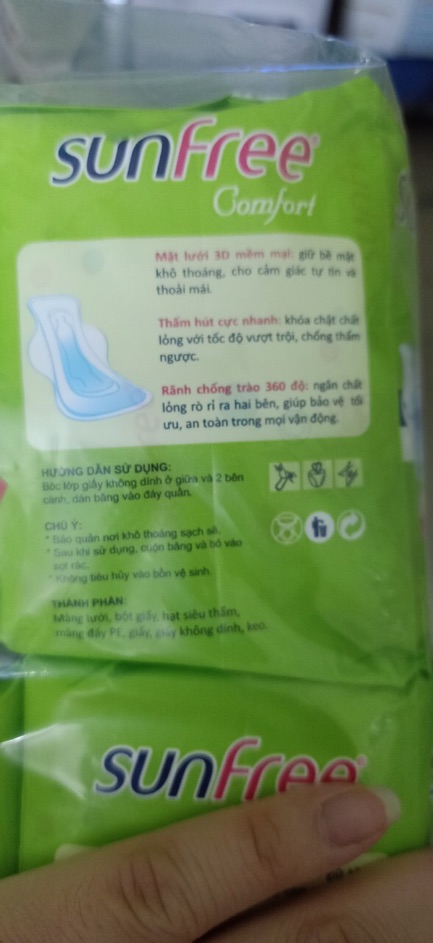 Băng vệ sinh Sunfree comfort cánh 8 miếng