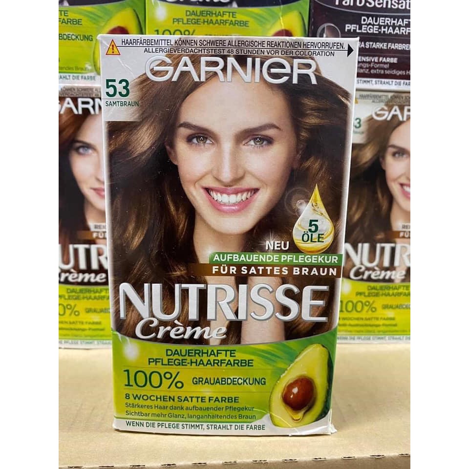 Thuốc nhuộm tóc phủ bạc 100% của Garnier Nutrisse Creme hàng xách tay từ Đức