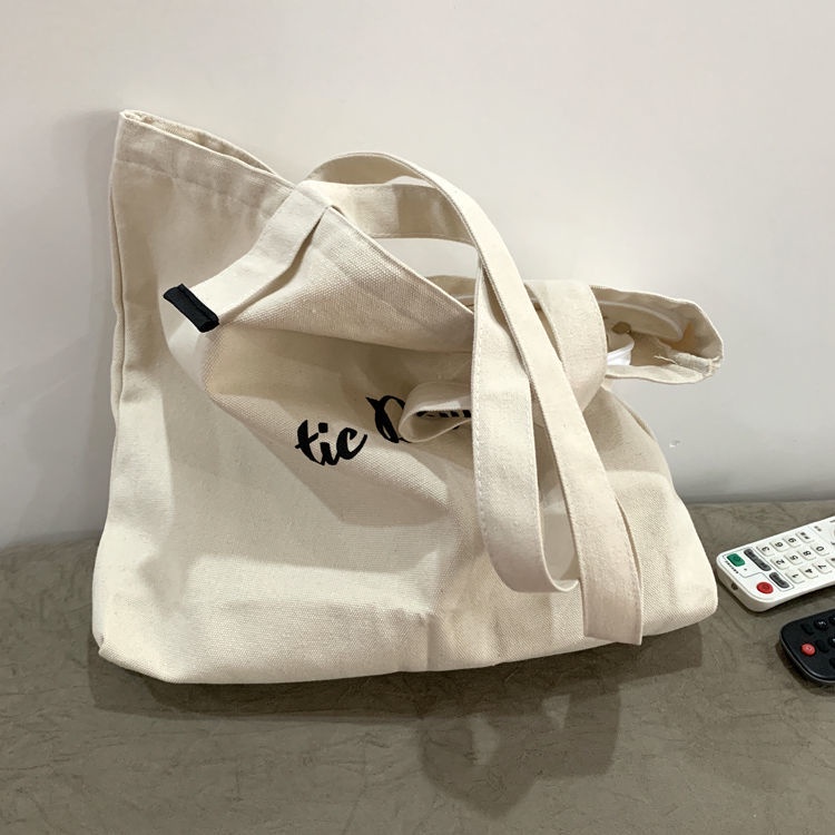 Túi đeo vai xách tay vải canvas cỡ lớn phong cách Hàn Quốc retro thời trang