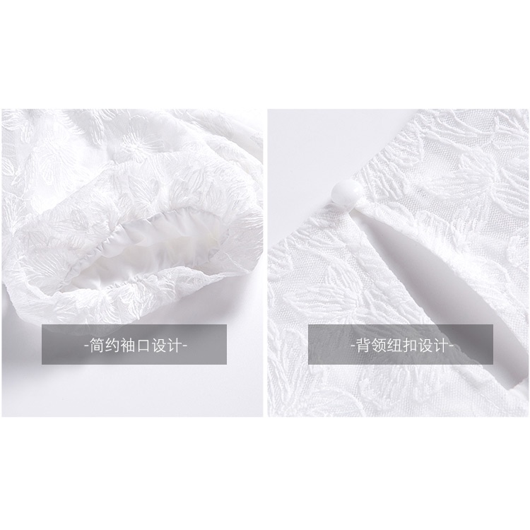 Áo Sơ Mi Tay Ngắn Phồng Phối Ren Màu Trắng Kiểu Hàn Quốc Thời Trang Mùa Hè Xinh Xắn Cho Nữ