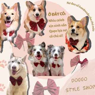 Vòng Cổ Nơ Đeo Cổ Màu Đỏ Dịp Noel - Tết Handmade May Theo Số Đo Cho Chó Mèo DOGGOSTYLE Chất Liệu Kaki Lụa Cao Cấp