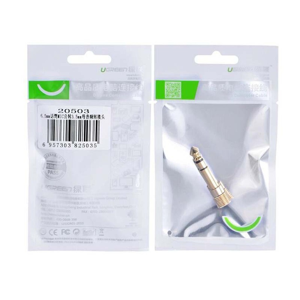 Jack Chuyển Âm Thanh 6.5mm ra 3.5mm - Hàng Chính Hãng Cao Cấp UGREEN 20503