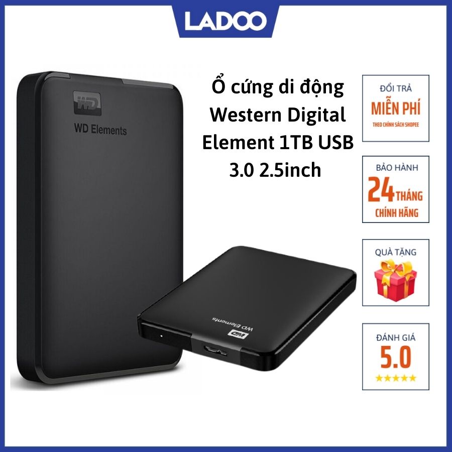 ổ cứng di động Western Digital Element 1TB USB 3.0 2.5inch - Bảo hành 24 tháng chính hãng