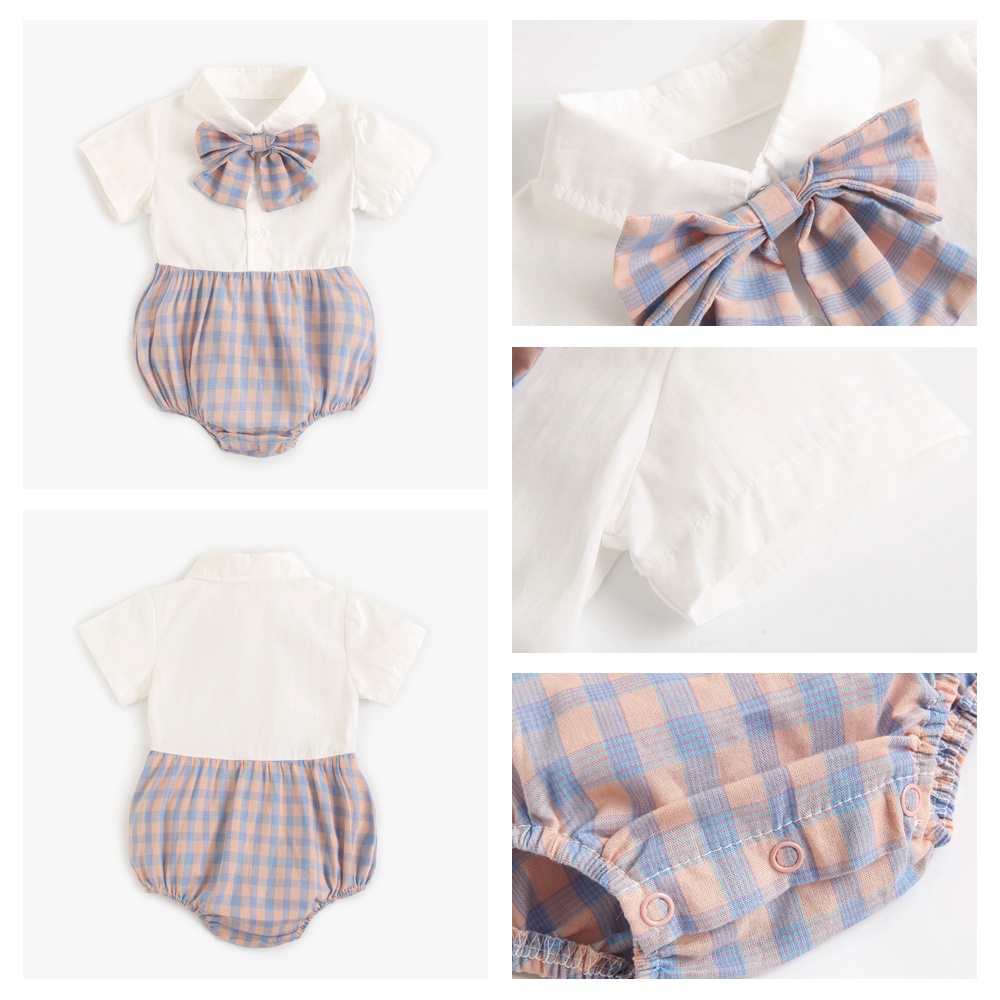 Áo liền quần Sanlutoz họa tiết kẻ sọc dễ thương thời trang mùa hè dành cho bé gái