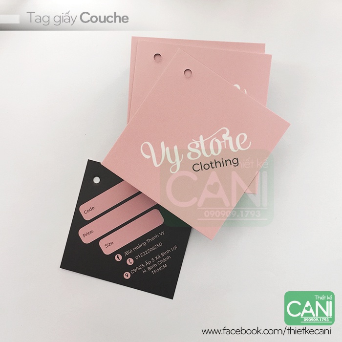 500c In theo yêu cầu Tag Thẻ Giấy vuông thoi 5x5cm Tem treo quần áo