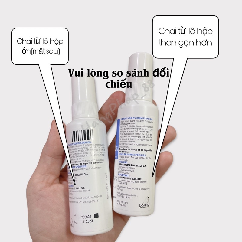 Xịt mọc tóc Minoxidil cho nam và nữ 2% & 5% hàng Pháp