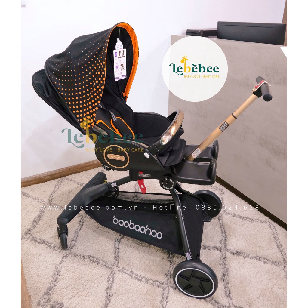 Xe đẩy cho bé V9 Baobaohao gấp gọn có tư 3 tư thế nằm, ngả,ngồi đẩy 2 chiều cho trẻ sơ sinh từ 0-5 tuổi