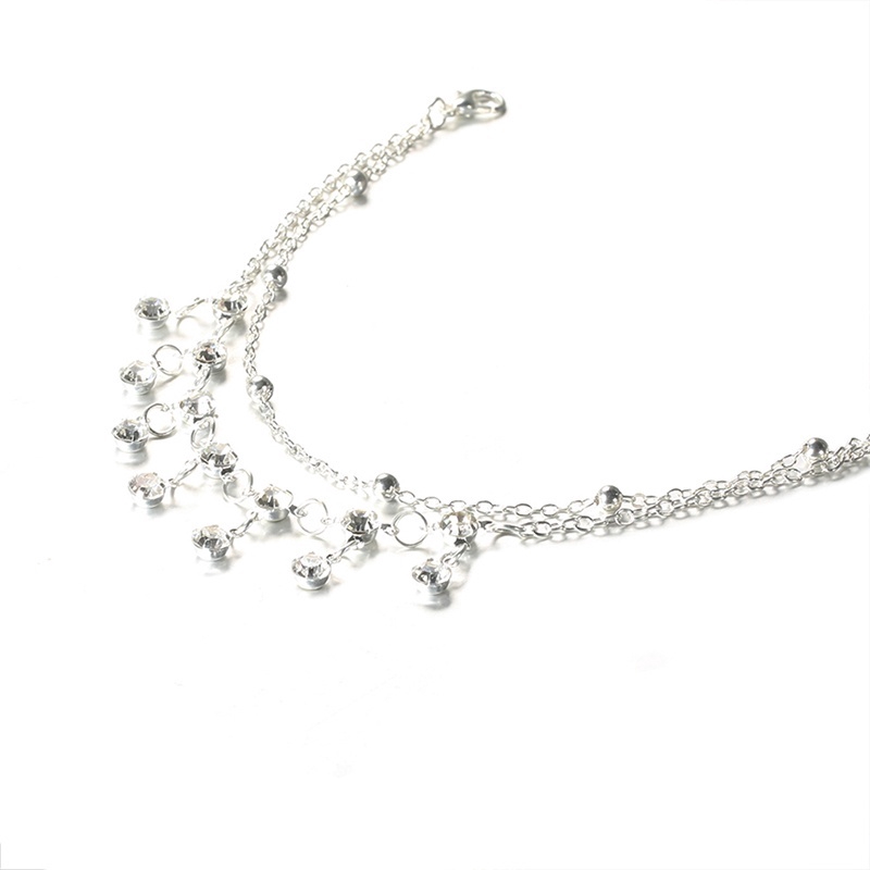 Summer Cool Beach Anklet Double Tassel Small Silver Pearl Pendant Feet | BigBuy360 - bigbuy360.vn