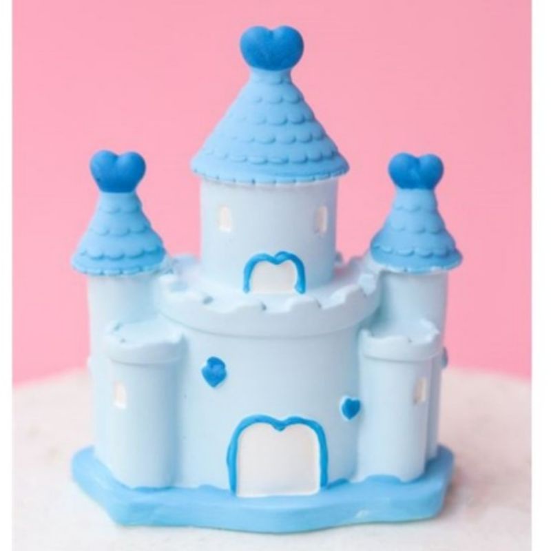 Lâu đài nhựa xanh hồng trang trí bánh kem sinh nhật