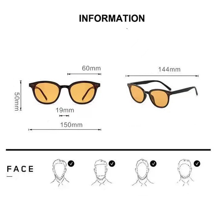 Kính mát AY gọng đen chống bức xạ thời trang