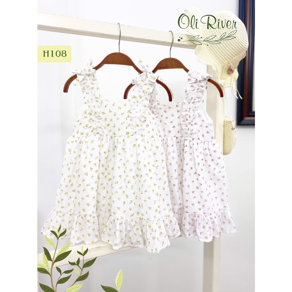 váy bé gái sát nách cổ tròn dáng suông