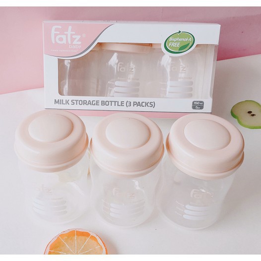 Hộp 3 Bình trữ sữa CỔ RỘNG 150ml Fatz Fatzbaby FB0120N