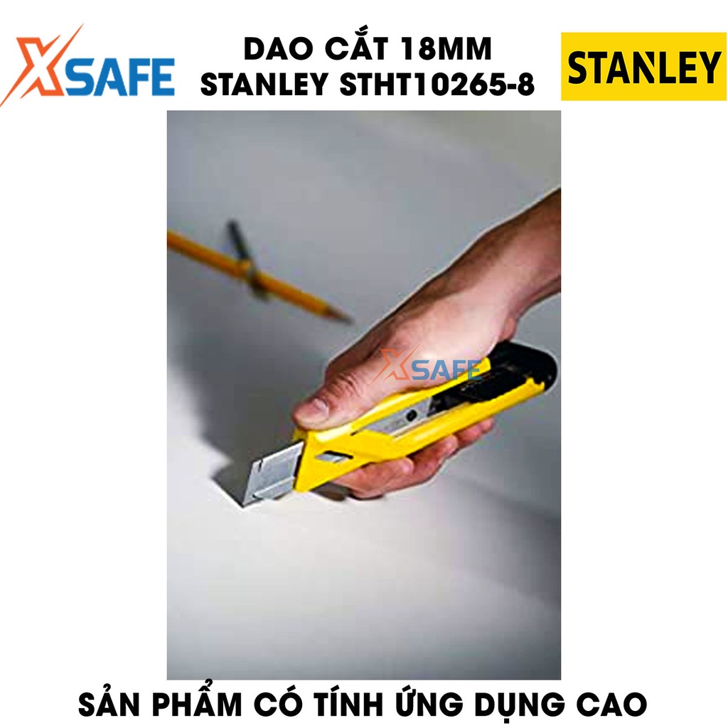 Dao giấy STANLEY STHT10265-8 18mm Dao rọc thân nhựa ABS cứng, chắc chắn, lưỡi dao hợp kim cao cấp - Chính hãng