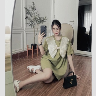Váy suông rộng zip pha tơ