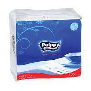 Khăn giấy ăn vuông pulppy xanh 2 lớp gói 100 tờ