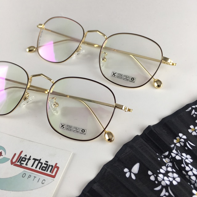 Gọng kính cận kim loại mảnh chân bi nhẬn lắp mắt độ cận viễn loạn theo yêu cầu Gkl bi