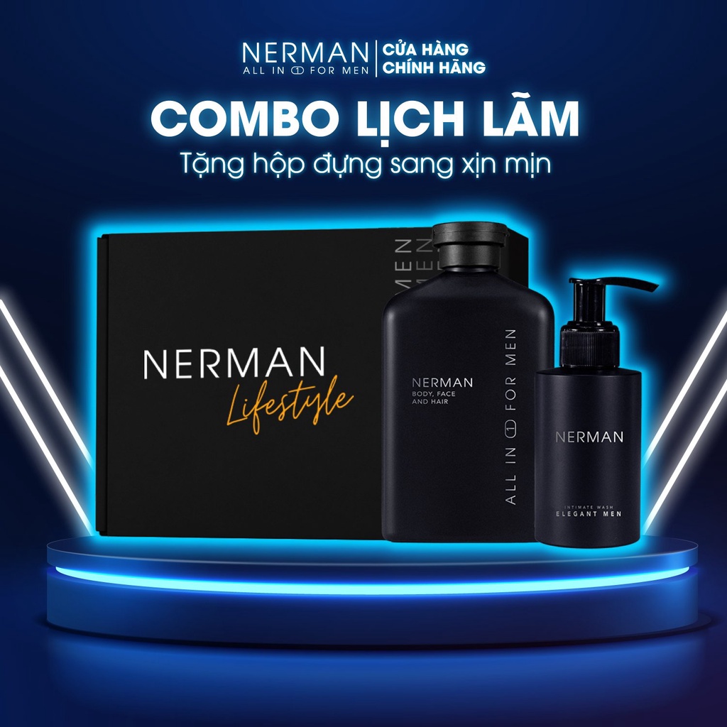 Combo lịch lãm Nerman - Sữa tắm gội hương nước hoa cao cấp 350ml &amp; Gel vệ sinh nam 100ml