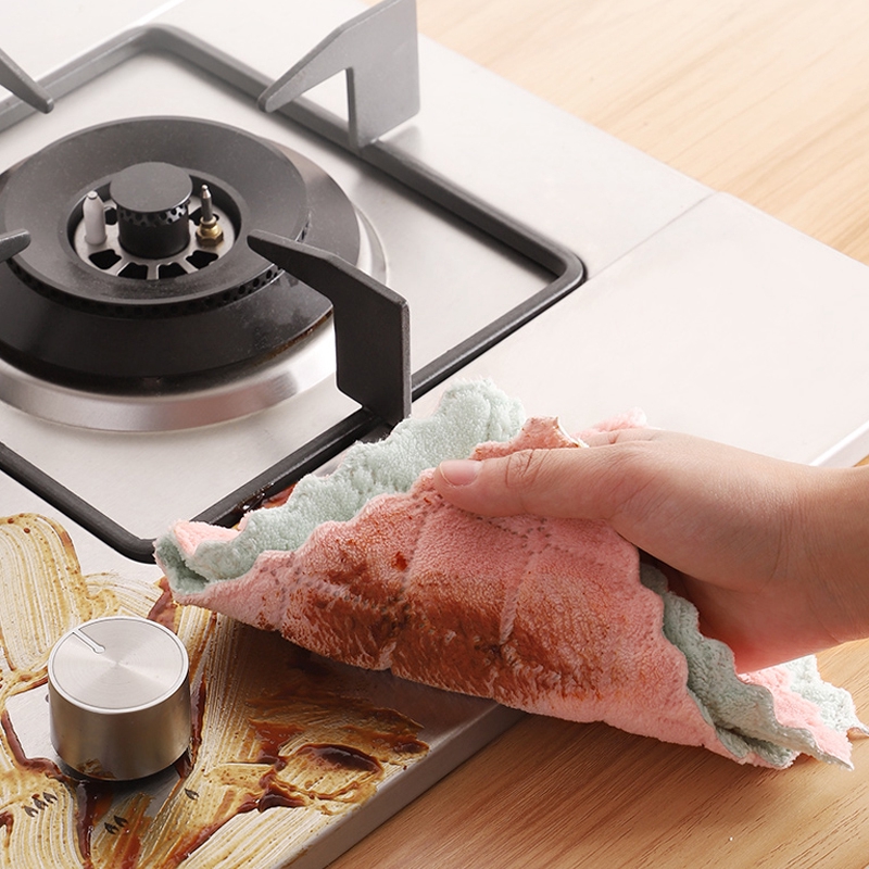 Khăn lau đồ dùng nhà bếp bằng nhung san hô chống dính thấm hút dầu tiện dụng | BigBuy360 - bigbuy360.vn