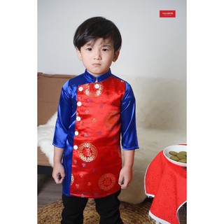 (Xả kho) Áo dài cách tân cho bé trai gấm phối lụa cao cấp (8-29kg)