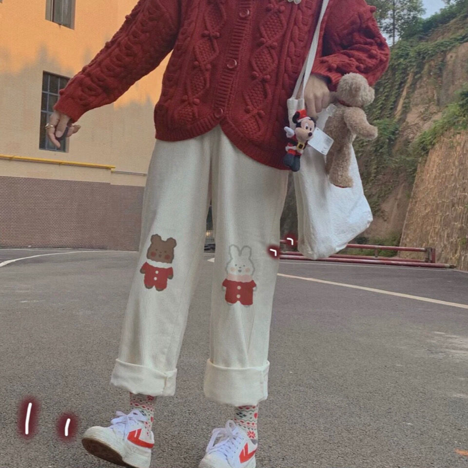 Quần Dài Ống Rộng In Hình Chú Thỏ Đáng Yêu | BigBuy360 - bigbuy360.vn