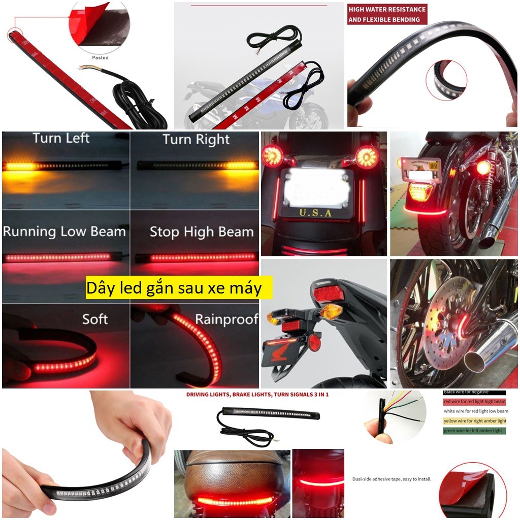 Dải led gắn đèn hậu xe máy, đèn phanh, đèn xi nhan xe máy (gắn phía sau xe)