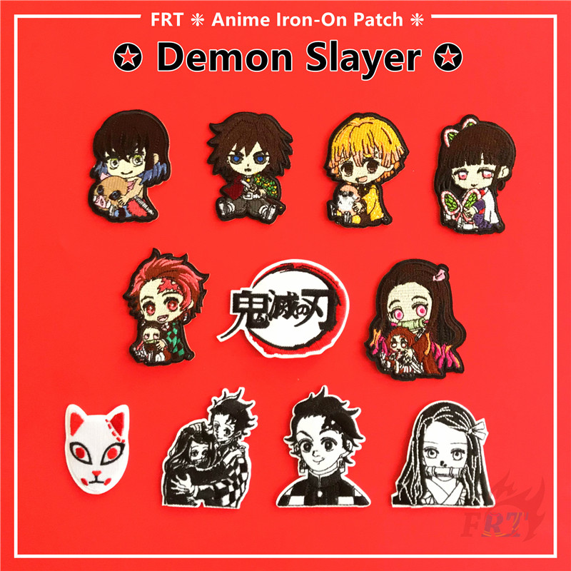 Vải ủi thêu trang trí in họa tiết anime Demon Slayer DIY chất lượng cao