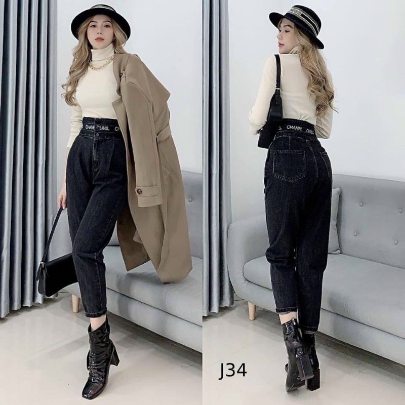Quần jean baggy cạp chữ